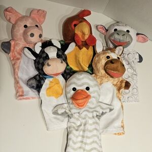 Melissa & Doug Hand Puppets Farm Animals Cow Pig Sheep Horse Rooster Duck